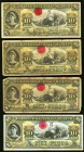 Mexico Banco Nacional de Mexico 10 Pesos 1908-12 M299d; M299e (3) Four Examples Fine or better. Some minor staining or edge splits are noted on a few ...
