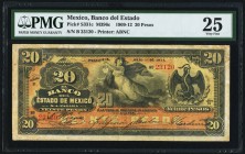 Mexico Banco Del Estado De Mexico 20 Pesos 1.7.1911 Pick S331c M396c PMG Very Fine 25. Stains; lightened.

HID09801242017