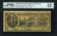 Mexico Banco Mercantil de Monterrey 5 Pesos 23.10.1906 Pick S352Aa M424b PMG Fine 12. 

HID09801242017