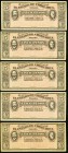 A Quintet of Counterfeit 5 Pesos Notes from the Estado De Chihuahua in Mexico. About Uncirculated or Better. 

HID09801242017