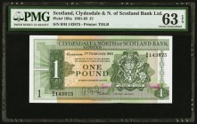 Scotland Clydesdale & North of Scotland Bank Ltd 1 Pound 1.2.1963 Pick 195a PMG Choice Uncirculated 63 EPQ. 

HID09801242017