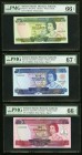 Solomon Islands Monetary Authority 2; 5; 10 Dollars ND (1977) Pick 5a; 6a; 7a Three Examples PMG Gem Uncirculated 66 EPQ (2); Superb Gem Unc 67 EPQ. 
...