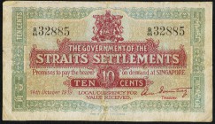 Straits Settlements Government of Straits Settlements 10 Cents 14.10.1919 Pick 8b Very Good-Fine. 

HID09801242017