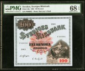 Sweden Sveriges Riksbank 100 Kronor 1963 Pick 48e PMG Superb Gem Unc 68 EPQ. 

HID09801242017