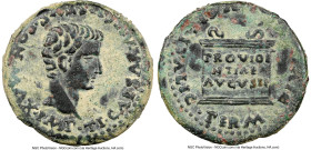 SPAIN. Italica. Tiberius (AD 14-37). AE (28mm, 13.41 gm, 12h). NGC Choice VF 5/5 - 3/5. TI CAESAR AVGVSTVS PONT MAX IMP, bare head of Tiberius right /...