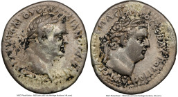 CAPPADOCIA. Caesarea. Vespasian (AD 69-79). AR didrachm (22mm, 6.29 gm, 1h). NGC VF 5/5 - 3/5. AD 76/7. AYTOKPA KAICAP OYЄCΠACIANOC CЄBACTOC, laureate...