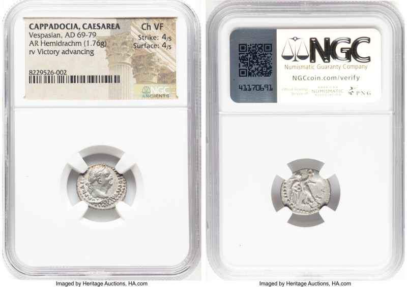 CAPPADOCIA. Caesarea. Vespasian (AD 69-79). AR hemidrachm (15mm, 1.76 gm, 11h). ...
