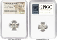 CAPPADOCIA. Caesarea. Vespasian (AD 69-79). AR hemidrachm (15mm, 1.76 gm, 11h). NGC Choice VF 4/5 - 4/5. AYTOKP KAICAP OYЄCΠACIANOC CЄBA, laureate hea...