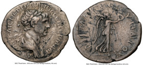 CAPPADOCIA. Caesarea. Trajan (AD 98-117). AR drachm (20mm, 2.84 gm, 7h). NGC Choice Fine 5/5 - 2/5, marks. Dated Consular Year 6 (AD 112-114). AYTOKP ...