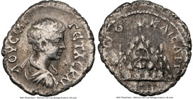 CAPPADOCIA. Caesarea. Geta, as Caesar (AD 209-211). AR drachm (19mm, 2.62 gm, 7h). NGC Choice Fine 4/5 - 3/5. Dated Regnal Year 13 (AD 204/5). ΛOY CЄΠ...