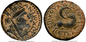 SYRIA. Antioch. Nero (AD 54-68). AE (18mm, 6.15 gm, 1h). NGC Choice XF 5/5 - 4/5. Dated Year 105 of the Caesarean Era (AD 56/7). ANTIOXEΩN, veiled, tu...
