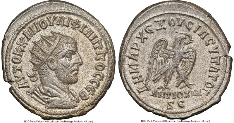 SYRIA. Antioch. Philip I (AD 244-249). BI tetradrachm (28mm, 12.80 gm, 1h). NGC ...