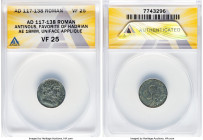 ROMAN PROVINCIAL. Uncertain mint. Antinoüs (died AD 130). AE18 uniface appliqué. ANACS VF25. Bare-headed, draped bust of Antinoüs right, seen from beh...