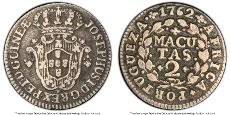 Portuguese Colony. Jose I 2 Macutas 1762 VF Details (Environmental Damage) PCGS,...