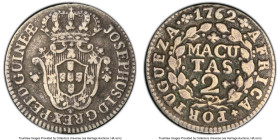 Portuguese Colony. Jose I 2 Macutas 1762 VF Details (Environmental Damage) PCGS, KM13. HID09801242017 © 2024 Heritage Auctions | All Rights Reserved w...