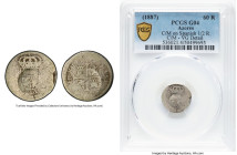Portuguese Administration. Luis I Counterstamped 60 Reis ND (1887) G4 PCGS, KM-Unl, Gomes-16.01. Crowned GR Counterstamp (VG Details) on Spain Philip ...