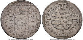 Pedro II 320 Reis 1695-(B) XF Details (Environmental Damage) NGC, Bahia mint, KM81.2, LMB-111a. Wide crown, round globe on cross, "PETRVS" spelling. H...