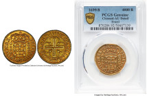 Pedro II gold 4000 Reis 1699/8-(R) AU Details (Cleaned) PCGS, Rio de Janeiro mint, KM98, LMB-31b. First type. PORTVG variety. Scarce type and variety,...