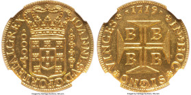 João V gold 4000 Reis 1719-B MS63 NGC, Bahia mint, KM106, LMB-65. Highest grade recorded by both NGC and PCGS combined. HID09801242017 © 2024 Heritage...