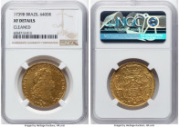 João V gold 6400 Reis (Peça) 1739-B XF Details (Cleaned) NGC, Bahia mint, KM151, LMB-139. 4th Shield Type. The first we've offered in over a decade. H...