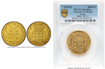 João V gold 4000 Reis 1720-R AU Details (Cleaned) PCGS, Rio de Janeiro mint, KM102, LMB-172. One of the scarcer dates in the series judging by auction...