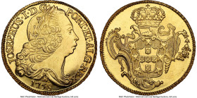 José I gold 6400 Reis (Peça) 1758-B MS64 NGC, Bahia mint, KM172.1, LMB-388. Deep luster imbues the lower lying fields of this near-Gem selection. HID0...