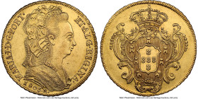 Maria I gold 6400 Reis (Peça) 1805-R UNC Details (Cleaned) NGC, Rio de Janeiro mint, KM226.1, LMB-543. Final year of issue. HID09801242017 © 2024 Heri...