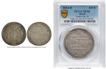 João Prince Regent 640 Reis 1814-R XF40 PCGS, Rio de Janeiro mint, KM256.2, LMB-416. Struck over a "J series" 600 Reis. One of only 1,049 struck for t...