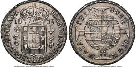 João Prince Regent 960 Reis 1815-B AU Details (Cleaned) NGC, Bahia mint, KM307.1, LMB-400. Overstruck on a Spain Jose Napoleon 20 Reales. HID098012420...
