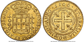 João Prince Regent gold 4000 Reis 1806-(B) AU58 NGC, Bahia mint, KM235.1, LMB-545. Virtually Mint State preservation. HID09801242017 © 2024 Heritage A...