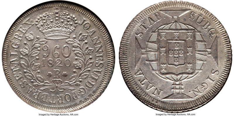 João VI 960 Reis 1820-R MS64 NGC, Rio de Janeiro mint, KM326.1, LMB-478. There i...