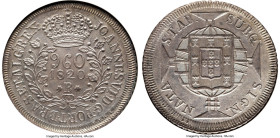 João VI 960 Reis 1820-R MS64 NGC, Rio de Janeiro mint, KM326.1, LMB-478. There is an engaging purity to this brightly lustered specimen without appear...