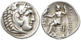 Kings of Macedon. Alexander III 'the Great', 336-323 BC. Drachm (18mm, 4.2 g), Miletos, c. 295-275. Head of Herakles to right, wearing lion skin headd...