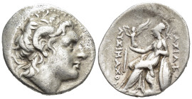 Thracian Kingdom. Lysimachos. Silver Drachm (17mm, 4.1 g), as King, 306-281 BC. Ephesos, ca. 294-287 BC. Diademed head of deified Alexander right, wit...