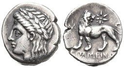 IONIA. Miletos.(Circa 353-323 BC). Drachm. (15mm, 3.4 g) Obv : Laureate head of Apollo left. Rev: Lion standing left, head right; above, star; in left...