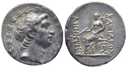 Seleukid Empire, Demetrios I Soter AR Tetradrachm. (31mm, 16,5 g) Antioch on the Orontes, 162-155/4 BC. Diademed head to right / ΒΑΣΙΛΕΩΣ ΔΗΜΗΤΡΙΟΥ, T...