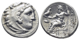 Kingdom of Macedon, Philip III Arrhidaios AR Drachm. (16mm, 4.3 g) In the name and types of Alexander III. Kolophon, circa 323 -319 BC. Struck under M...