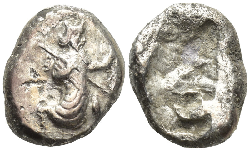 Achaemenid Persia. AR siglos (17mm, 5.4 g), c. 485 BC. Obv. Great King running r...