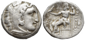 Kingdom of Macedon. Philip III Arrhidaios. Drachm. (17mm, 4.1 g) 323-319 BC. Kolophon. Struck under Menander or Kleitos, in the name and types of Alex...