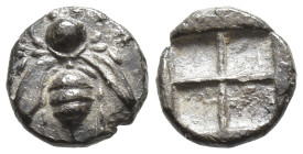 IONIA, Ephesos. Circa 340-330 BC. AR Obol (8mm, 0.5 g). Bee with straight wings / Quadripartite incuse square.