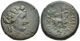 Kings of Bithynia, Prusias II Cynegos Æ (20mm, 6.0 g). Nikomedia mint, circa 182-149 BC. Ivy-wreathed head of Dionysos to right / The centaur Chiron w...