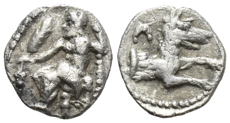 Lykaonia, Laranda AR Obol. Circa 324/3 BC. (9mm, 0,5 g) Baaltars seated left, ho...