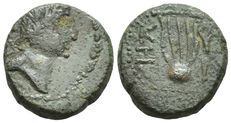 MYSIA, Kyzikos. (1st century BC). AE. (12mm, 1.7 g) Obv: Draped bust of Kore to ...
