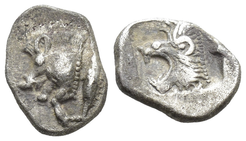 MYSIA, Kyzikos. Circa 450-400 BC. AR Hemiobol (7mm, 0.54 g). Forepart of boar le...