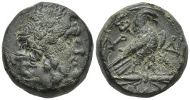 PHRYGIA, Amorion. 2nd-1st centuries BC. AE. (9.9 Gr. 18mm.). 
Laureate head of Zeus right 
Rev. Eagle standing right on thunderbolt; kerykeion in back...