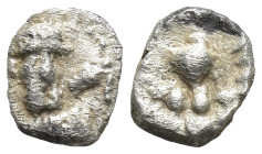 Cilicia, Uncertain AR Tetartemorion (6mm, 0,2 g) Obv: Laureate and bearded head of Herakles facing slightly right, with lion’s skin tied around neck a...