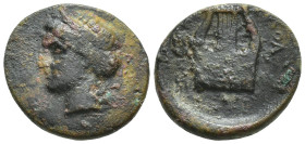 IONIA. Kolophon. Ae (13mm, 1.9 g) (Circa 400-350 BC). Obv: Laureate head of Apollo left. Rev: KOΛOΦΩNION. Lyre.
