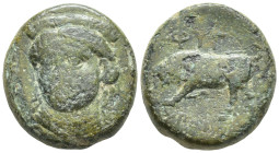 IONIA. Phygela. Ae (18mm, 7.9 g) (Circa 350-300 BC). Sokrates, magistrate. Obv: Head of Artemis Munychia facing slightly left, wearing stephane. Rev: ...