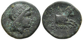 Ionia, Kolophon, c. 360-330 BC. Æ Chalkous (13mm, 2.0 g). Laureate head of Apollo r. R/ Forepart of horse r.