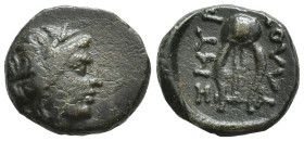 Ionia, Smyrna, (c.115-105 BC.) Æ (10mm, 1.3 g). Laureate head of Apollo right / Lyre.